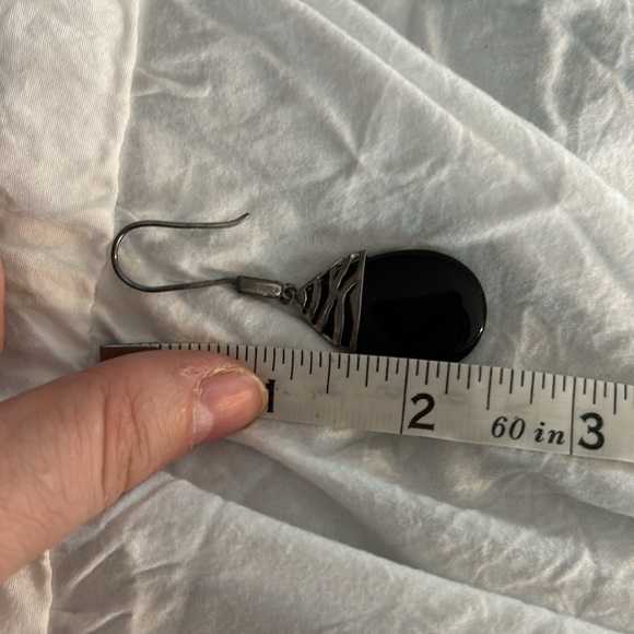 Vintage David Sigal 925 Sterling Onyx Ruby Earrings - Picture 14 of 14